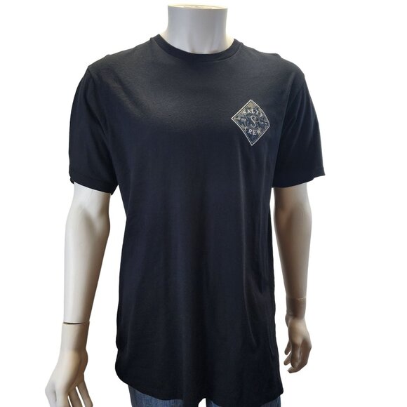 Salty Crew Mens Black T-Shirt Large Cotton Graphic Tee Casual Apparel - Picture 1 of 8